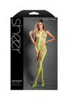 Fantasy Lingerie Sheer Unstoppable Crotchless Rhinestone Bodystocking Neon Green