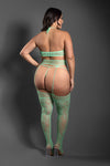 Fantasy Lingerie Sheer Heart Of Glass 3pc Gartered Stockings Set Seaglass Queen
