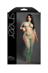 Fantasy Lingerie Sheer Heart Of Glass 3pc Gartered Stockings Set Seaglass Queen