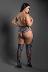 Fantasy Lingerie Sheer No Mistakes Crotchless Teddy Bodystocking Navy Queen