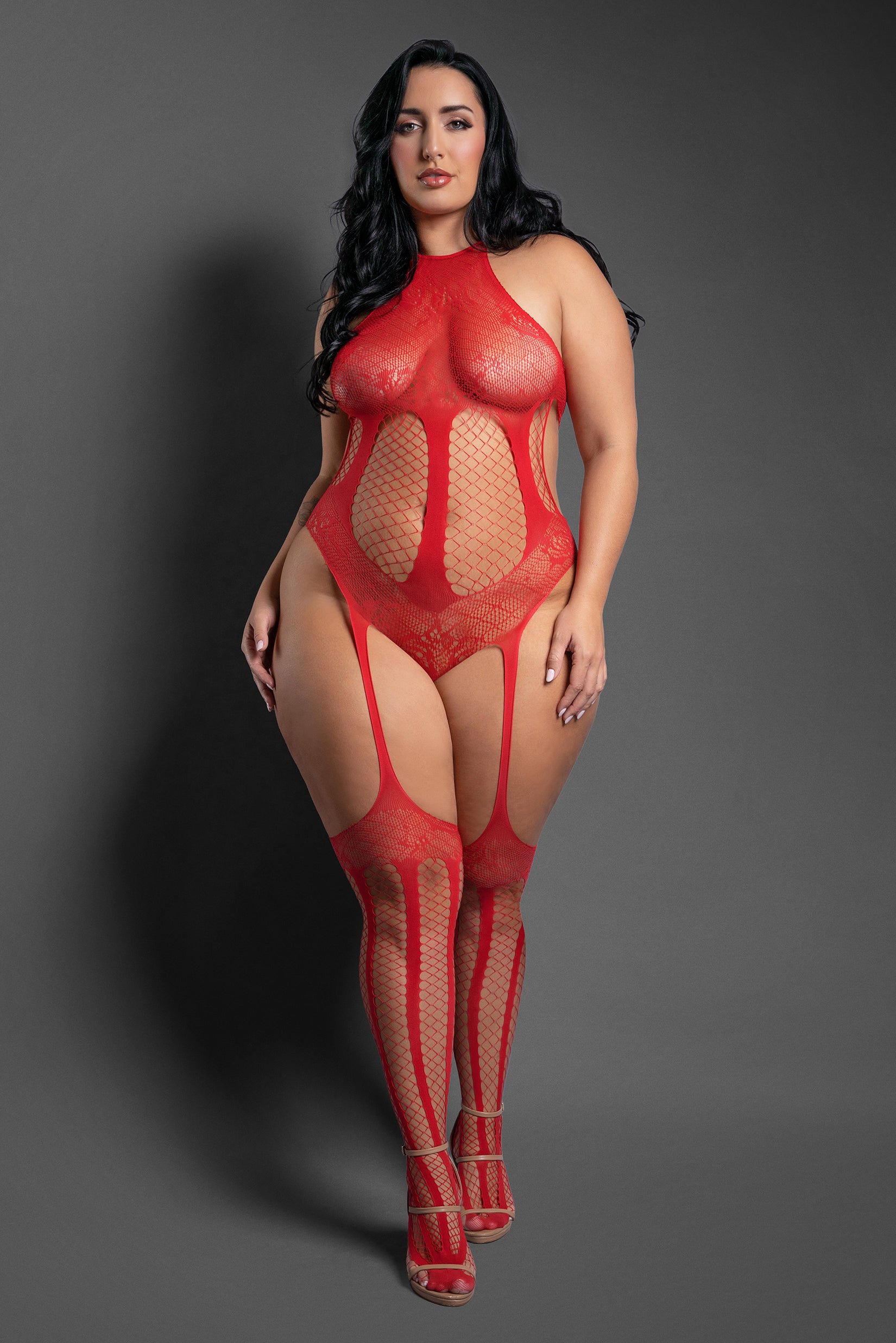 Sheer Stripped Down Teddy Bodystocking