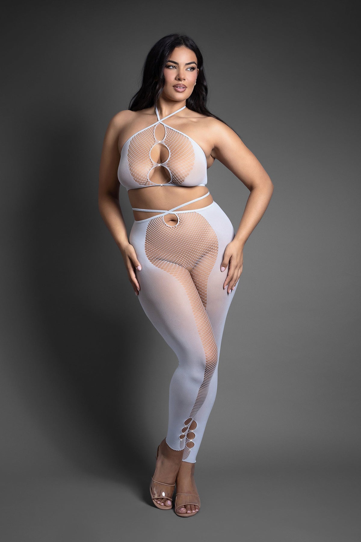 Queen Sheer Pull Me Closer 2pc Bodystocking Set