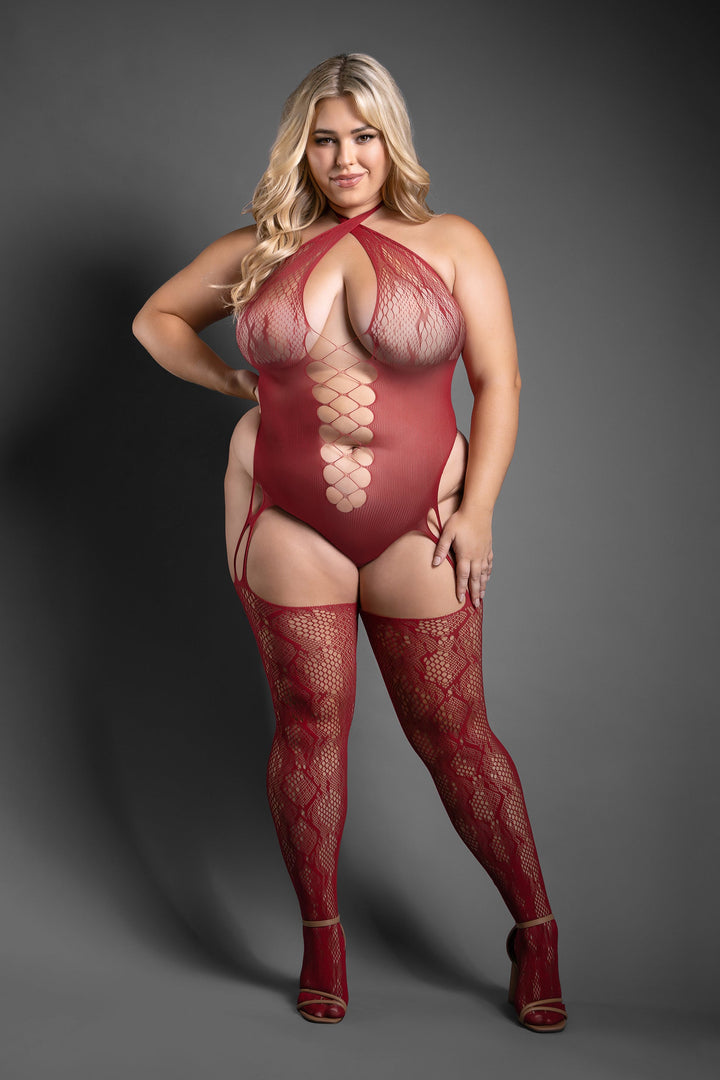 Fantasy Lingerie Sheer Pretty Poison Crotchless Teddy Bodystocking Snake Queen-Rebel Romance