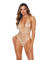 Shirley of Hollywood Ultimate Sexy Lace Plunge Teddy Gold