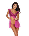 Playful Stretch Lace Top Flyaway Babydoll Berry Pink