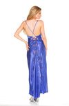Shirley of Hollywood Luxurious Lace Satin Long Gown Slip Blue