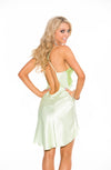Shirley of Hollywood Satin Chemise Low Back Spring Green