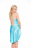 Shirley of Hollywood Satin Chemise Low Back Turquoise Blue