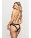 Seven 'til Midnight Queen Black Lace Panty Heart Cut Out Back & Pearl Chain-Rebel Romance