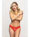 Seven 'til Midnight Lace Panty Heart Cut Out Back & Pearl Chain - Red-Rebel Romance