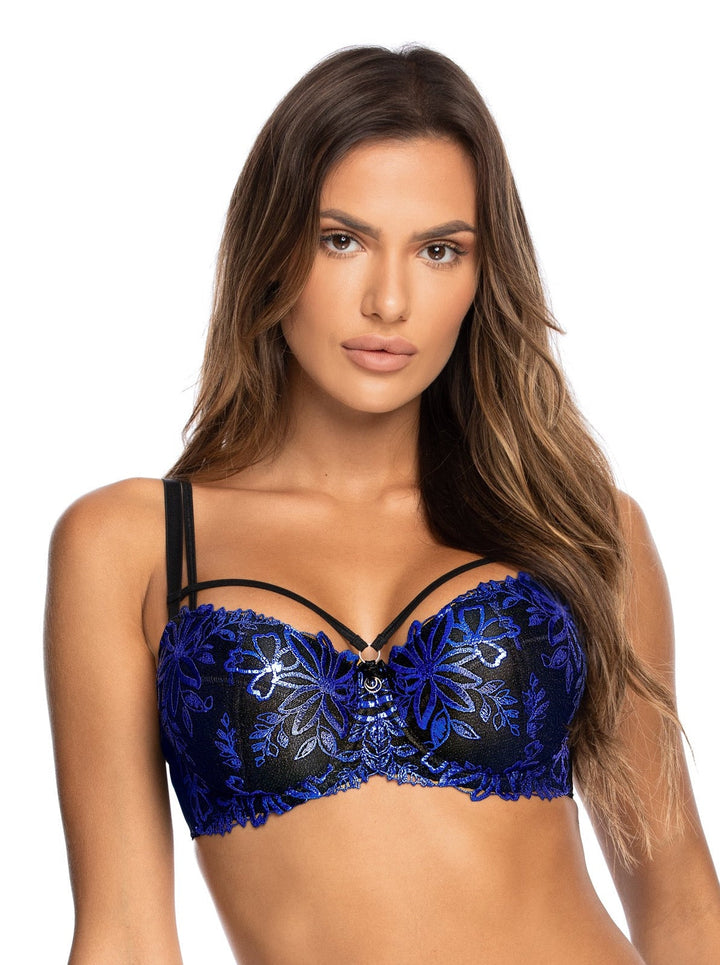 Brilliance Embroidery Padded Balconette Bra Blue Shimmer