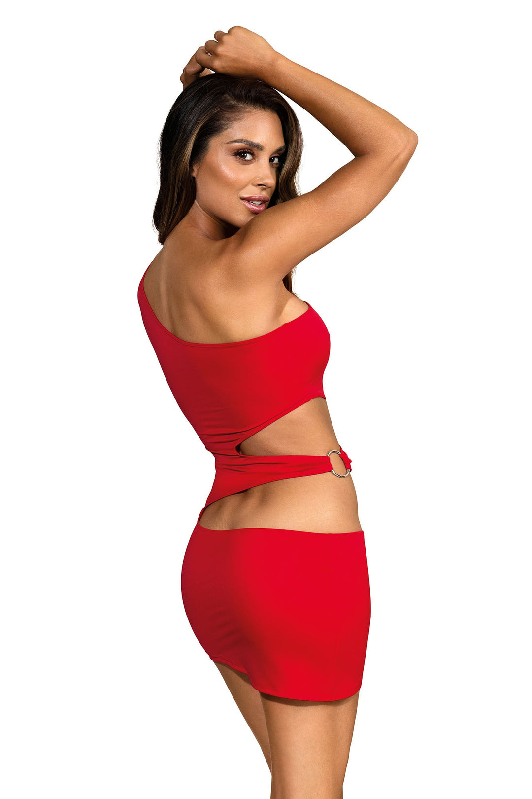 Axami 9249 Microfiber Sexy Red Dress Cutouts Rings