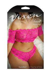 Fantasy Vixen Hypnotized Lace Crop & Panty Ultra Pink Queen