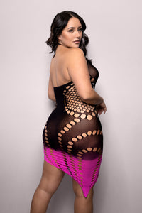 Fantasy Lingerie Vixen Ready Or Not Ombré Halter Dress Black/Pink Queen