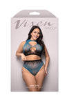 Fantasy Lingerie Vixen Deep Dive Ombré Top & Panty Set Black/Blue Queen