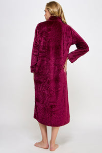 BeWicked Sabrina Robe Zipper Front Closure Long Sleeve Burgundy