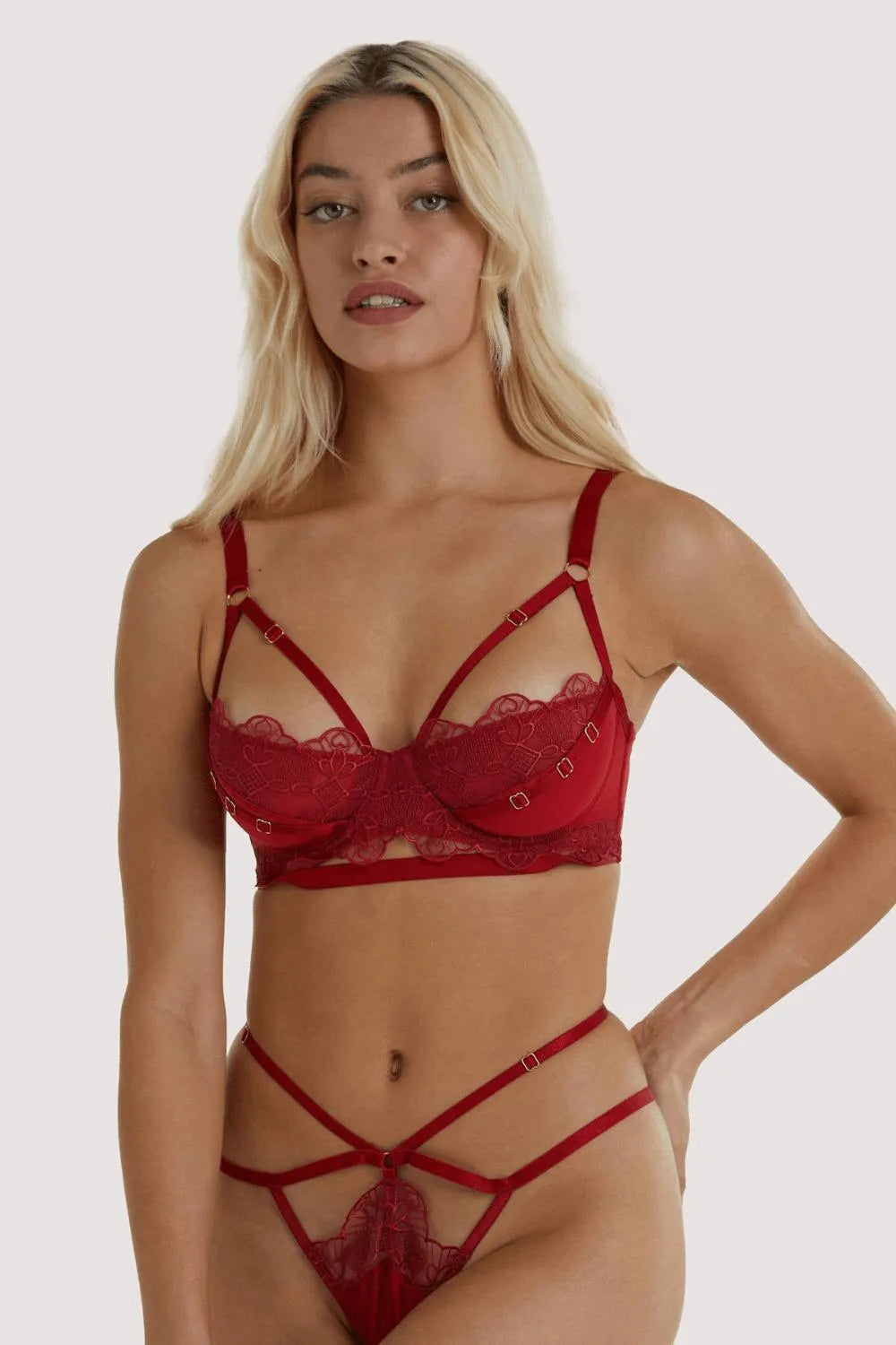 Wolf & Whistle Iris Slider Red Balcony Bra