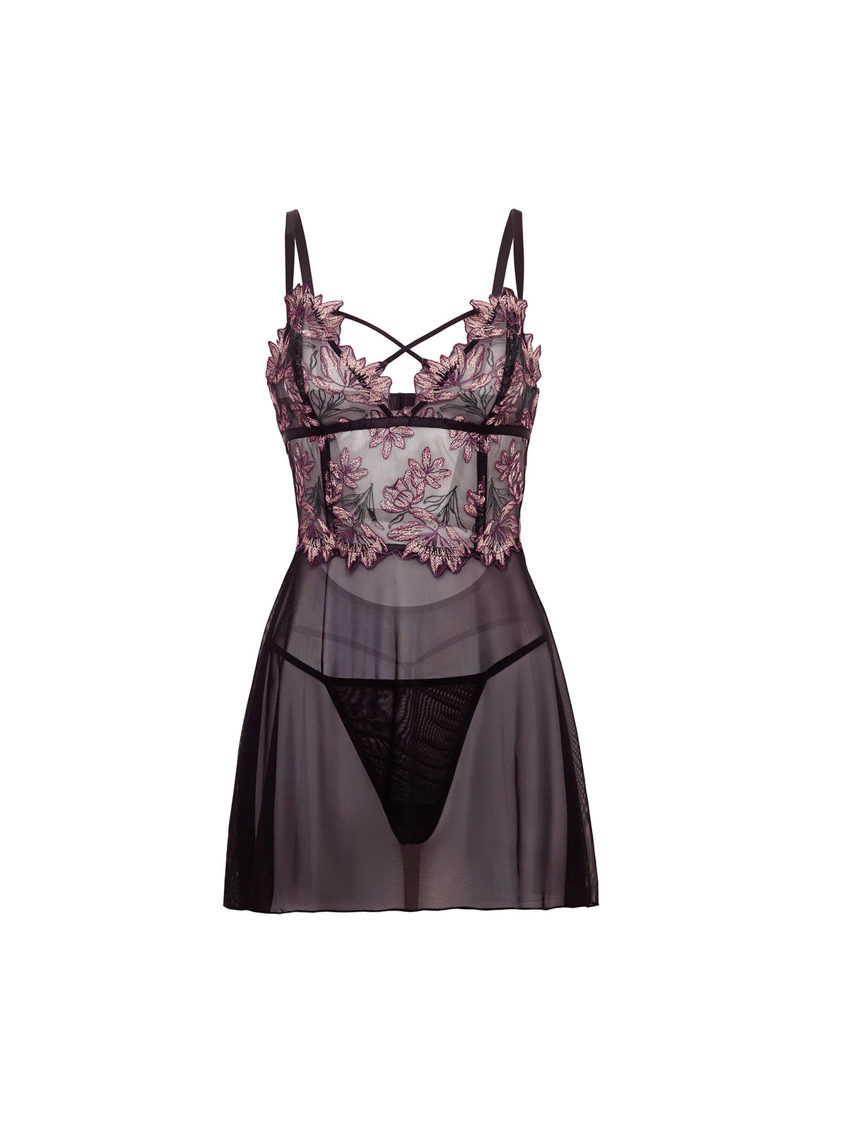 Adela Floral Sheer Empire Waist Babydoll