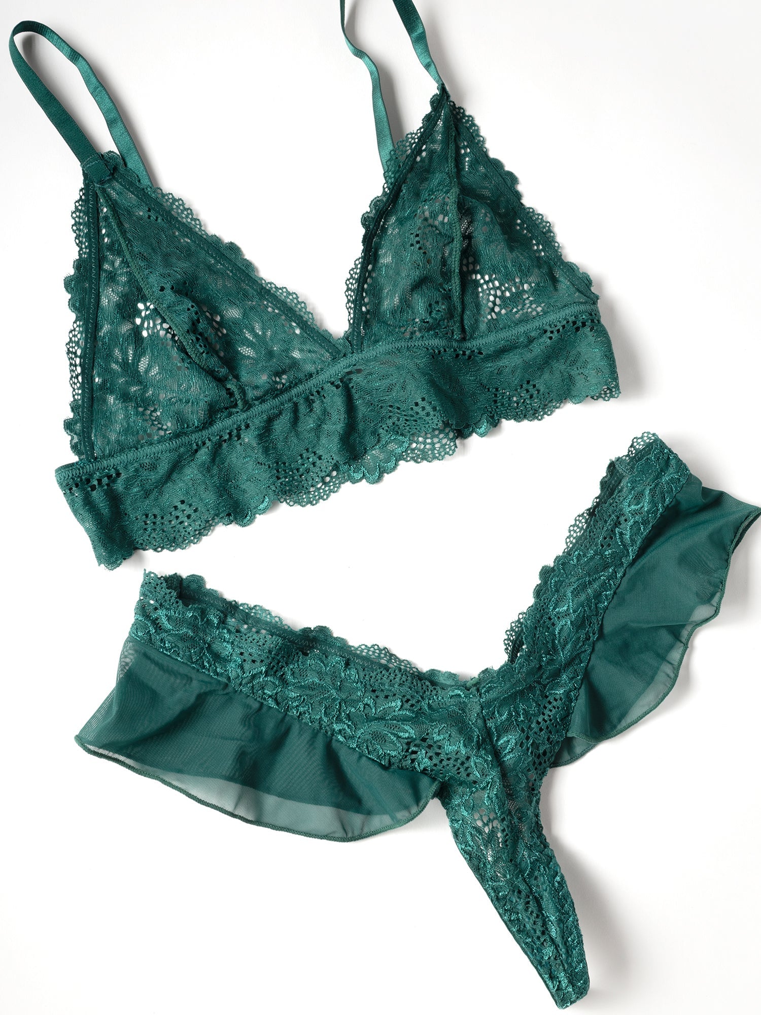 Oh la la Cheri Alessia Ruffle Bralette Set Rain Forest Green