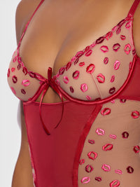 House of Desire Angelina Chemise Slip Kiss Embroidery