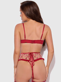 House of Desire Angelina Kiss Lips Embroidery Open Cup Bra Set