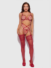 House of Desire Angelina Lips Embroidery Cutout Teddy