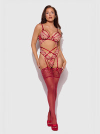 House of Desire Angelina Lips Embroidery Cutout Teddy