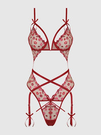 House of Desire Angelina Lips Embroidery Cutout Teddy