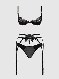 House of Desire Ashley Alexiss Demi Bra, Bikini & Garter Set