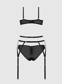 House of Desire Ashley Alexiss Demi Bra, Bikini & Garter Set
