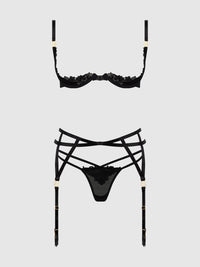 House of Desire Ashley Alexiss Open Cup Bra, Garter & G-String Set