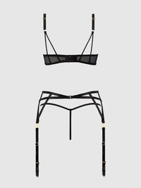 House of Desire Ashley Alexiss Open Cup Bra, Garter & G-String Set