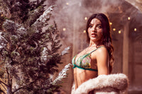 Aurora Green Embroidered Sheer Bra & Thong Set - Mapale