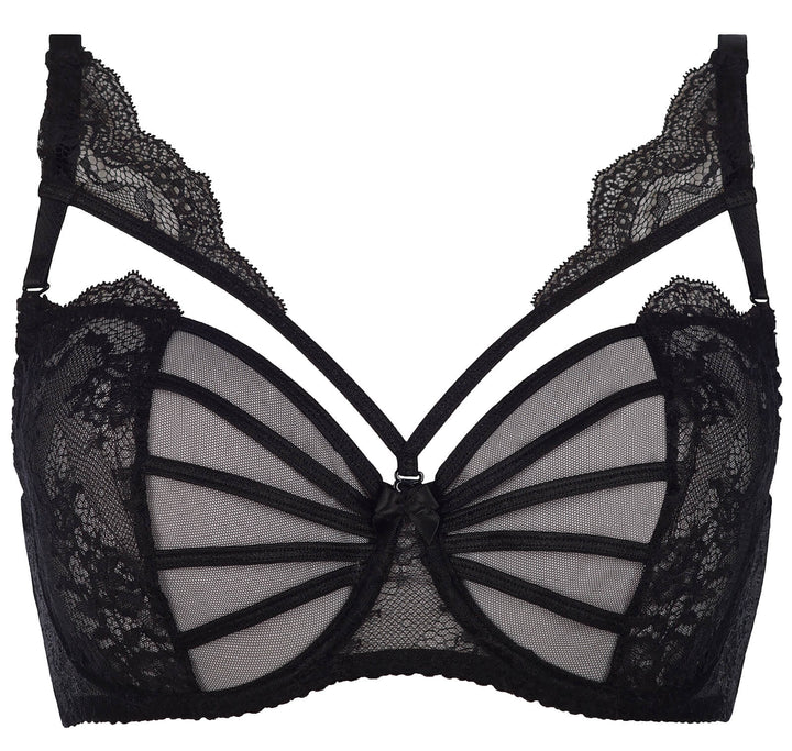 Axami Black Hibiscus Unlined Sheer Mesh Bra