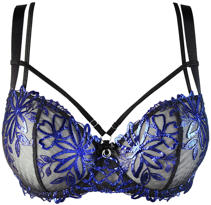 Axami Brilliance Embroidery Balconette Bra Blue Shimmer