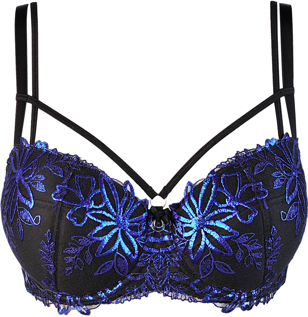 Axami Brilliance Embroidery Padded Balconette Bra Blue Shimmer