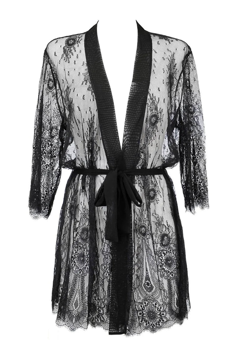 Axami Kiss Me Sheer Lace Robe-Rebel Romance
