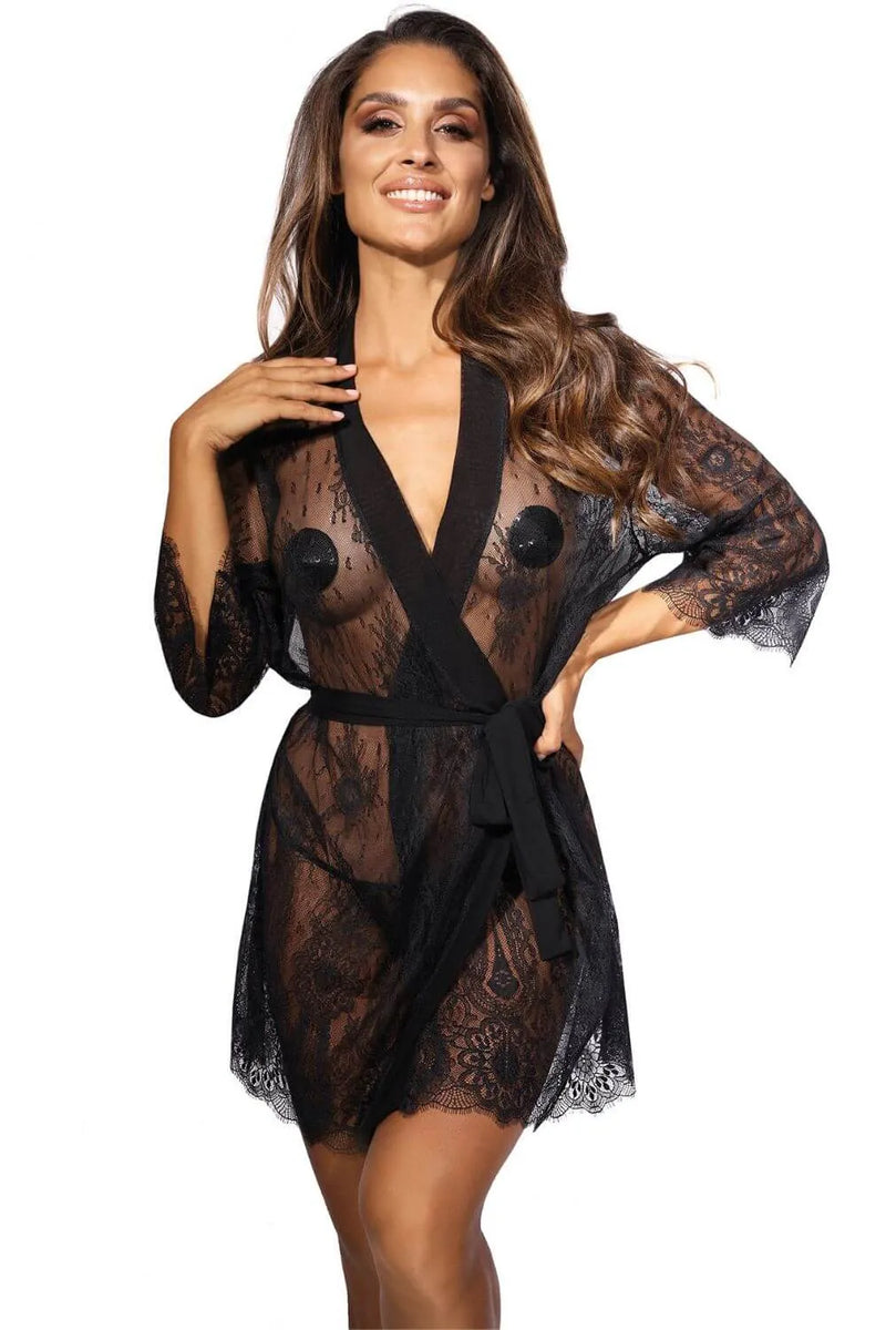 Axami Kiss Me Sheer Lace Robe-Rebel Romance