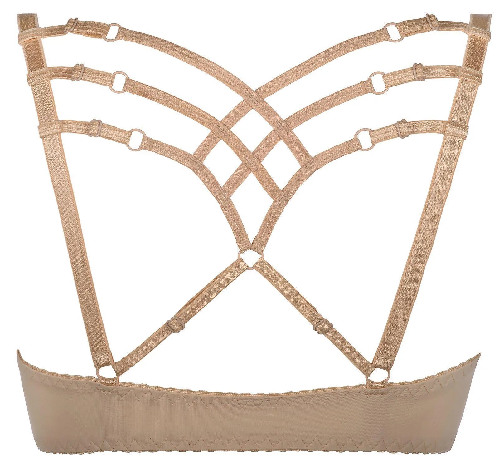 Axami Meadow push-up bra, a stunning beige design with intriguing thin, flexible strips creating a unique back decoration.