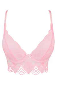 Axami Pink Rose Lace Longline Corset Bra
