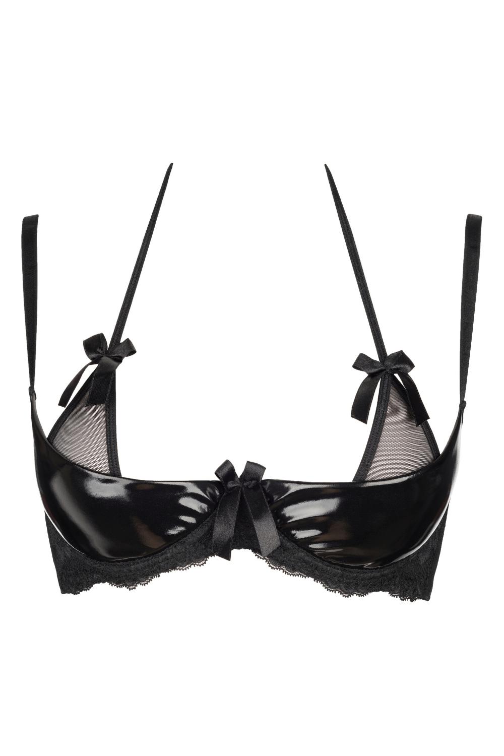 Axami Plus Size Noir Glossy Quarter Cup Shelf Bra