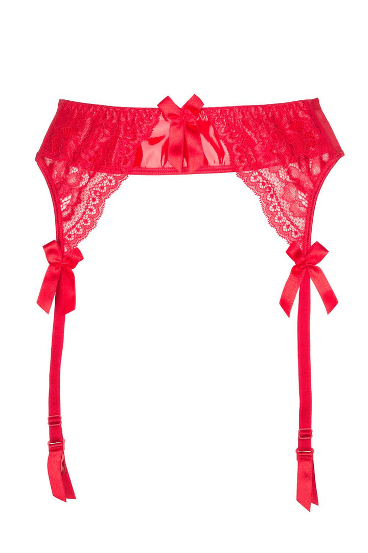 Axami Plus Size Rouge Glossy Garter Belt