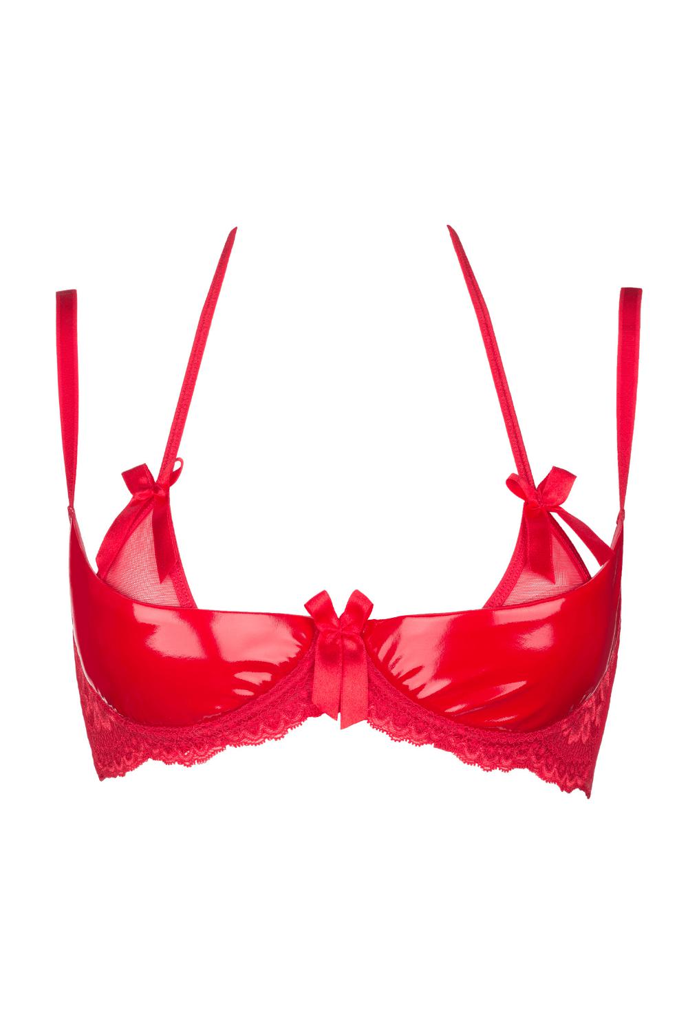 Axami Plus Size Rouge Glossy Quarter Cup Shelf Bra