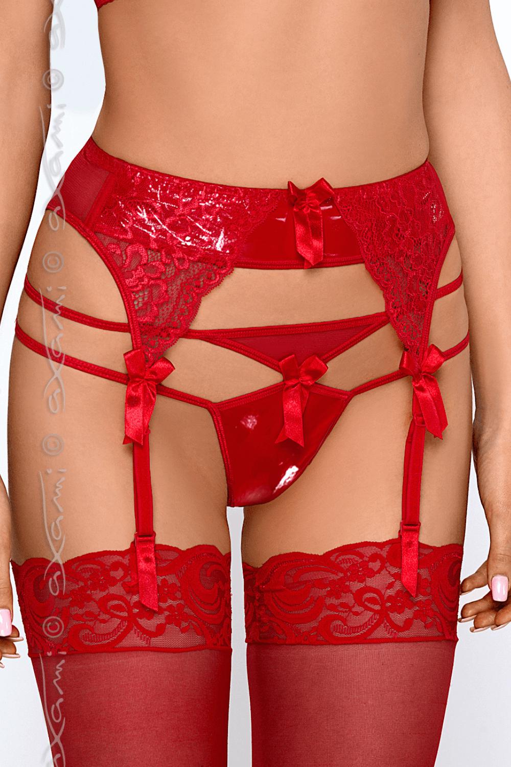 Axami Rouge Glossy Garter Belt