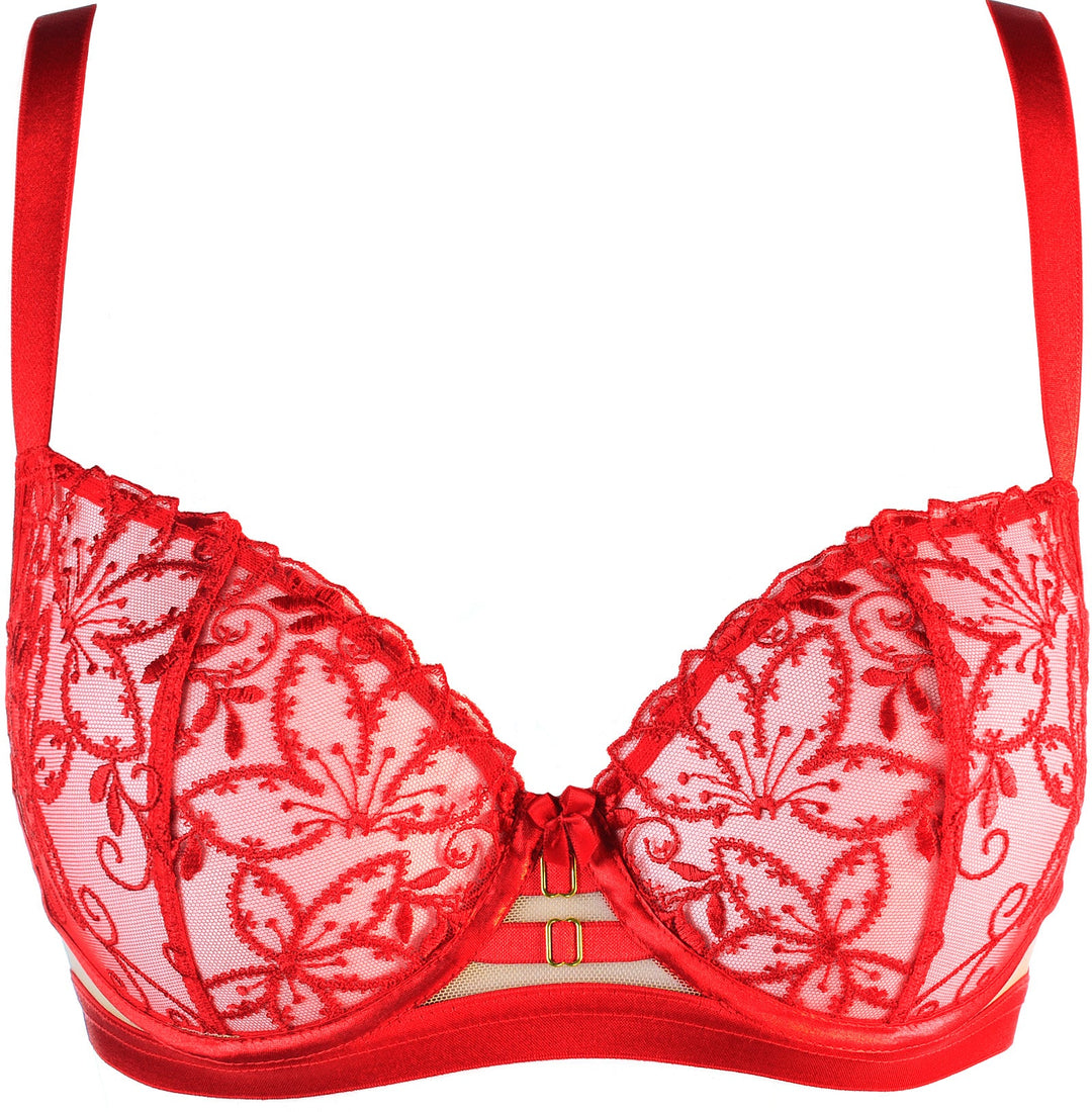 Axami Sheer Embroidery Unlined Bra Red Angel