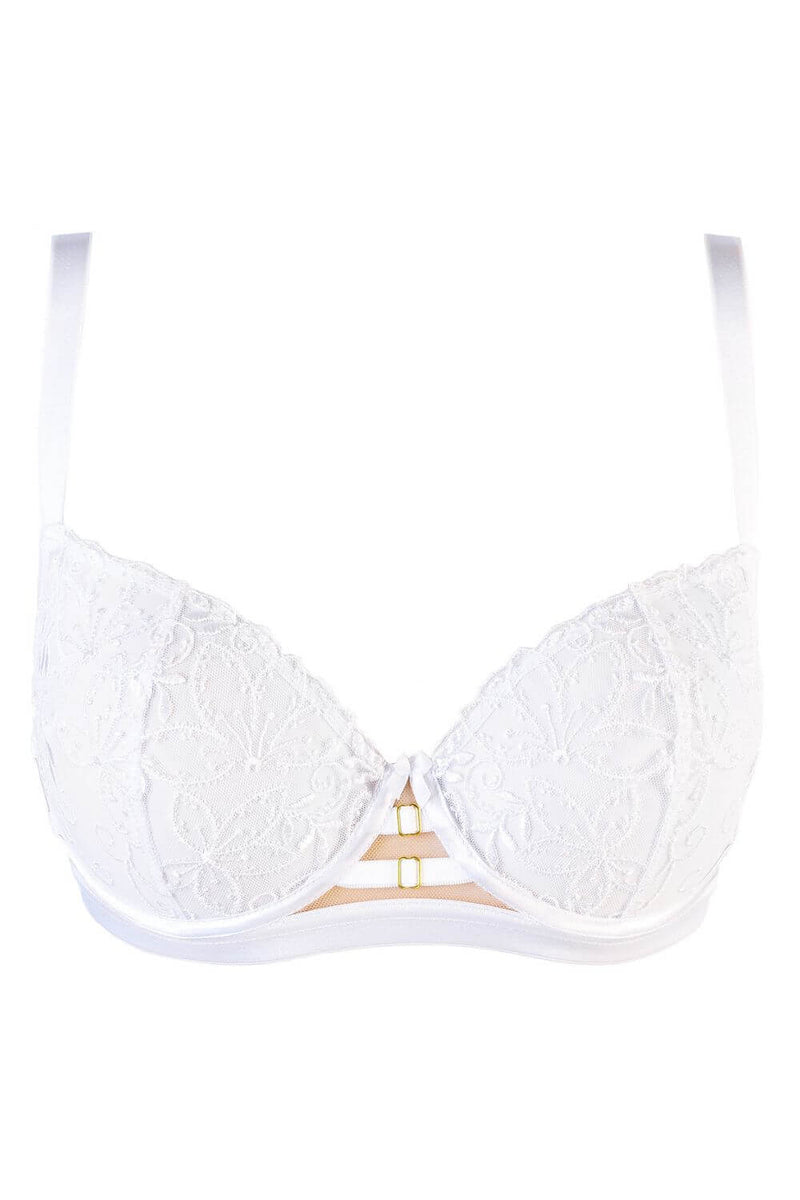 Axami Sheer Embroidery Unlined Bra White Angel
