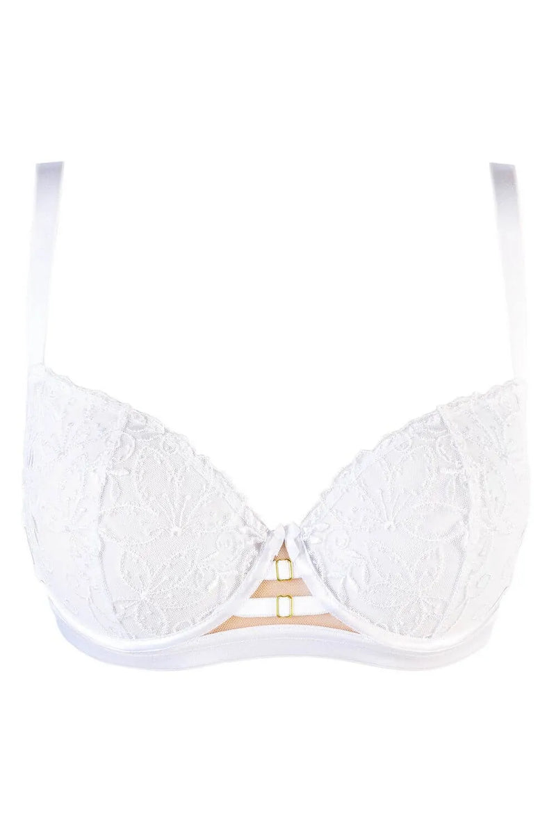 Axami Sheer Embroidery Unlined Bra White Angel