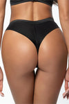Axami Sheer Stripe Brazilian Thong Jet Black