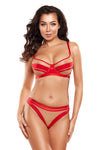 Axami Sheer Stripe Unlined Bra Red