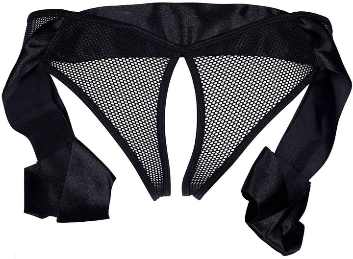 Axami 8895 Black Peekaboo Brazilian Panty w/Ties